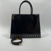 YSL Saint Laurent Y Embossed Navy Two-way Tote Bag