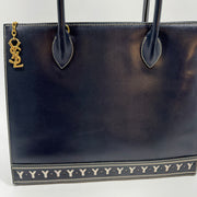 YSL Saint Laurent Y Embossed Navy Two-way Tote Bag