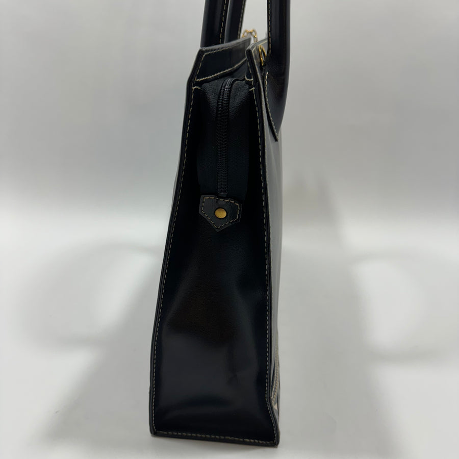 YSL Saint Laurent Y Embossed Navy Two-way Tote Bag