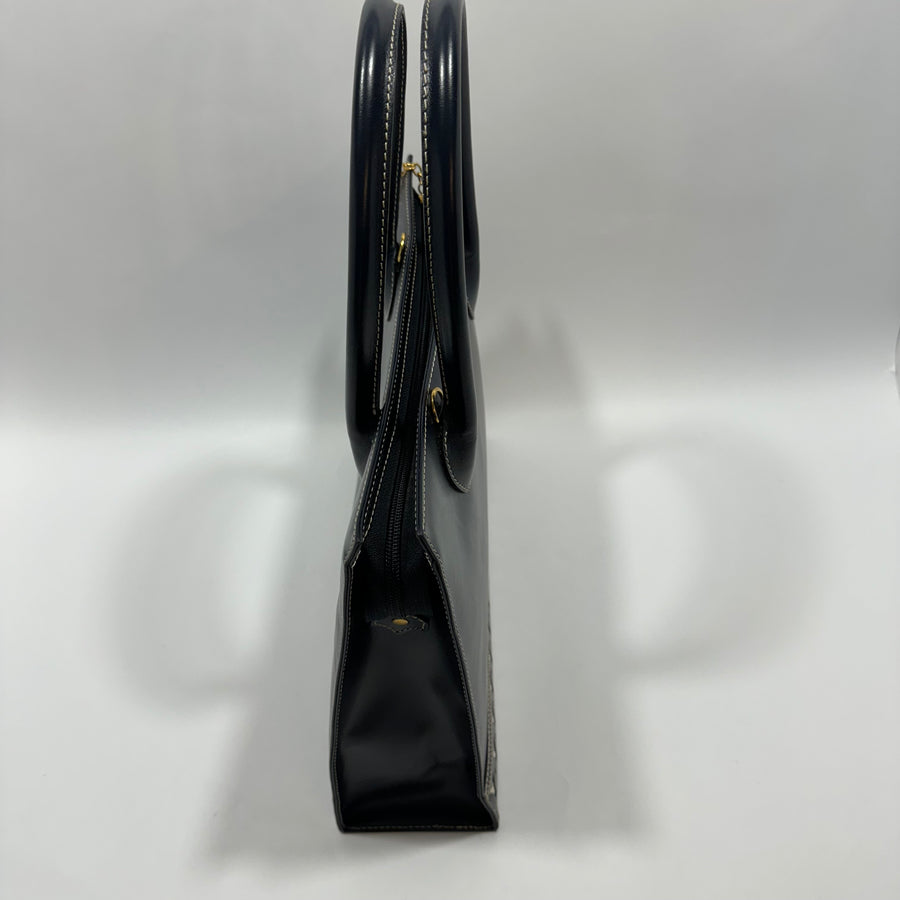 YSL Saint Laurent Y Embossed Navy Two-way Tote Bag