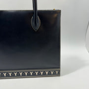 YSL Saint Laurent Y Embossed Navy Two-way Tote Bag