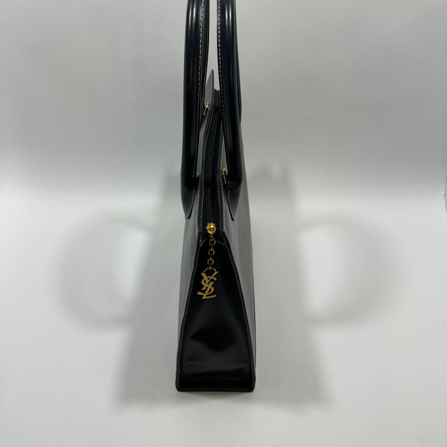 YSL Saint Laurent Y Embossed Navy Two-way Tote Bag