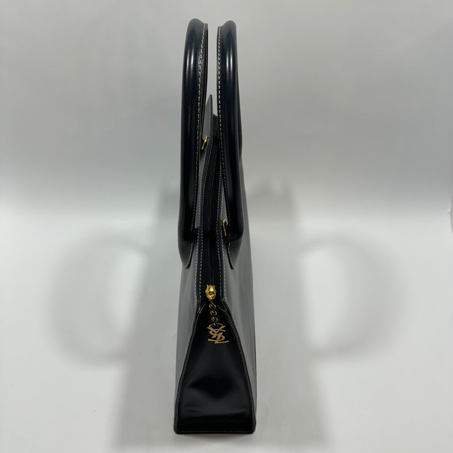 YSL Saint Laurent Y Embossed Navy Two-way Tote Bag