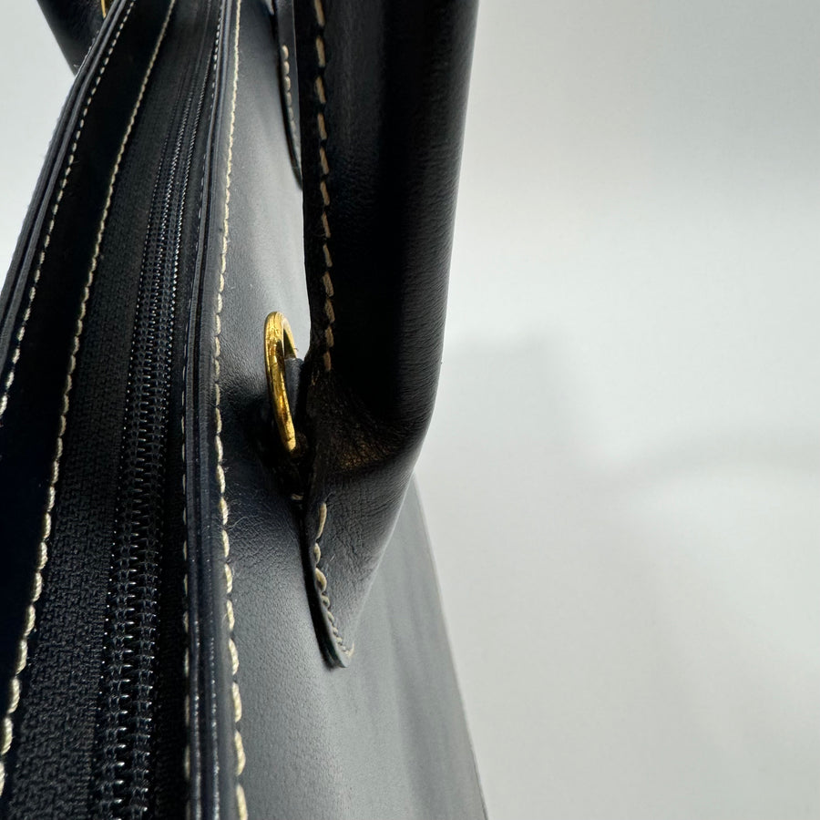 YSL Saint Laurent Y Embossed Navy Two-way Tote Bag
