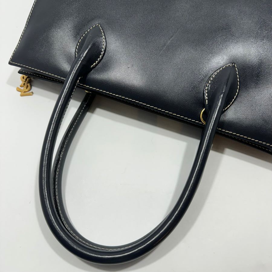 YSL Saint Laurent Y Embossed Navy Two-way Tote Bag