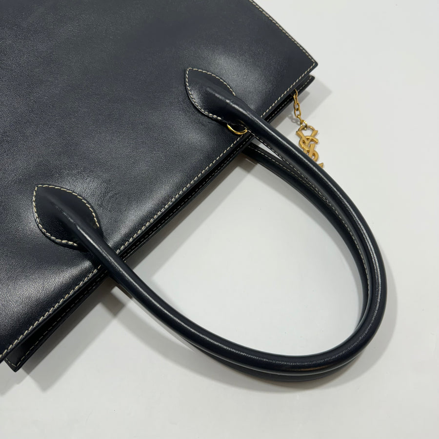YSL Saint Laurent Y Embossed Navy Two-way Tote Bag