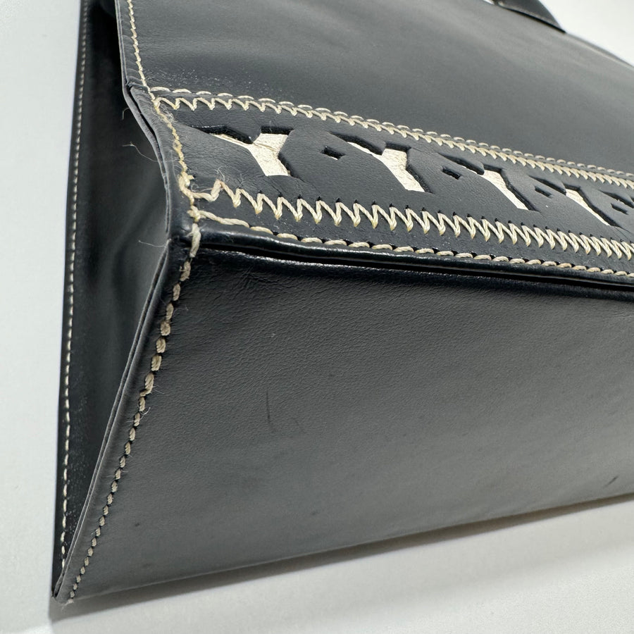 YSL Saint Laurent Y Embossed Navy Two-way Tote Bag