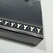 YSL Saint Laurent Y Embossed Navy Two-way Tote Bag