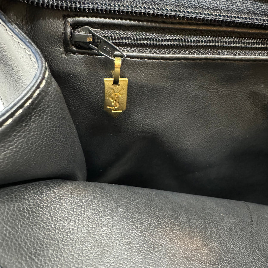YSL Saint Laurent Y Embossed Navy Two-way Tote Bag