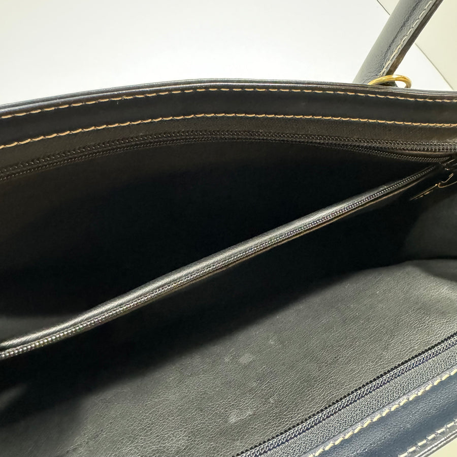 YSL Saint Laurent Y Embossed Navy Two-way Tote Bag