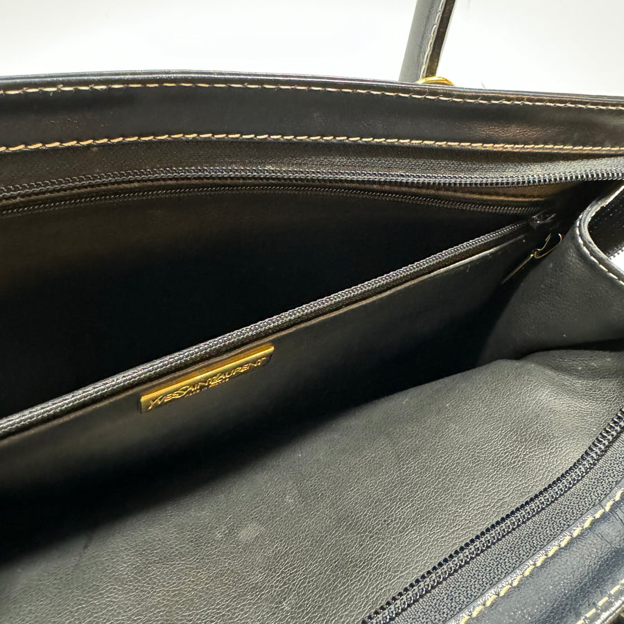 YSL Saint Laurent Y Embossed Navy Two-way Tote Bag