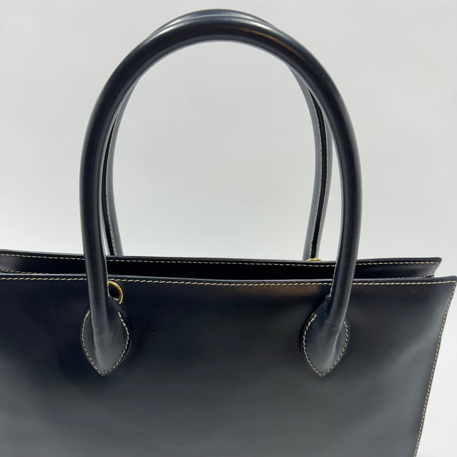 YSL Saint Laurent Y Embossed Navy Two-way Tote Bag