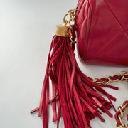 Chanel Vintage Diamond CC Barrel Bag Quilted Mini Red