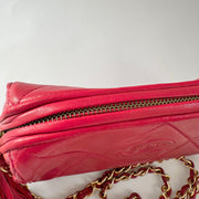 Chanel Vintage Diamond CC Barrel Bag Quilted Mini Red