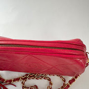 Chanel Vintage Diamond CC Barrel Bag Quilted Mini Red