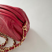 Chanel Vintage Diamond CC Barrel Bag Quilted Mini Red