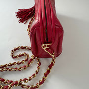 Chanel Vintage Diamond CC Barrel Bag Quilted Mini Red