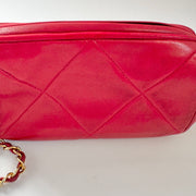 Chanel Vintage Diamond CC Barrel Bag Quilted Mini Red