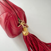 Chanel Vintage Diamond CC Barrel Bag Quilted Mini Red