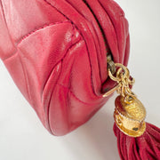 Chanel Vintage Diamond CC Barrel Bag Quilted Mini Red