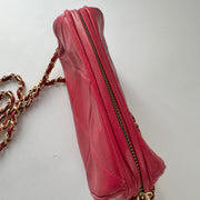 Chanel Vintage Diamond CC Barrel Bag Quilted Mini Red