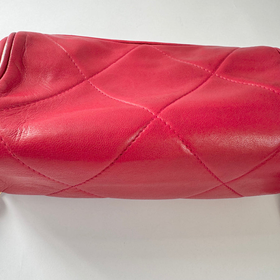 Chanel Vintage Diamond CC Barrel Bag Quilted Mini Red