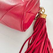 Chanel Vintage Diamond CC Barrel Bag Quilted Mini Red