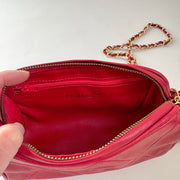 Chanel Vintage Diamond CC Barrel Bag Quilted Mini Red