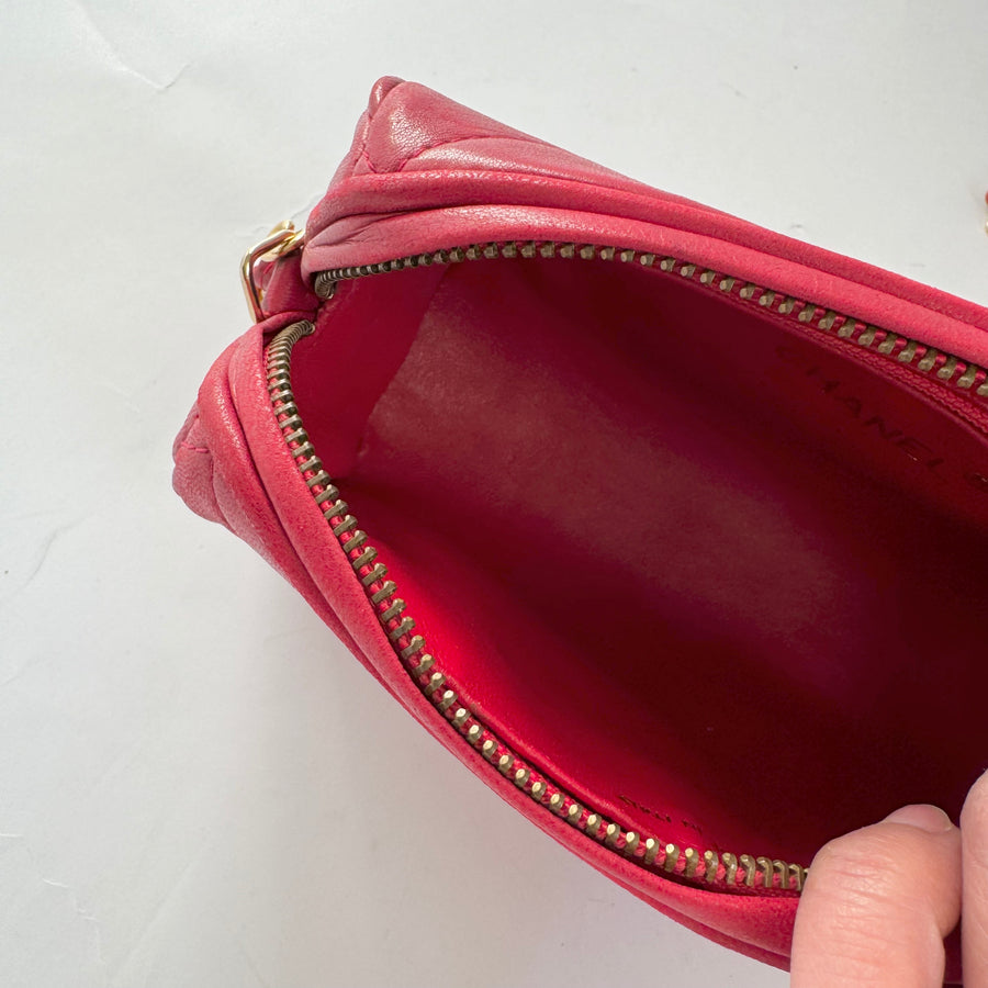 Chanel Vintage Diamond CC Barrel Bag Quilted Mini Red