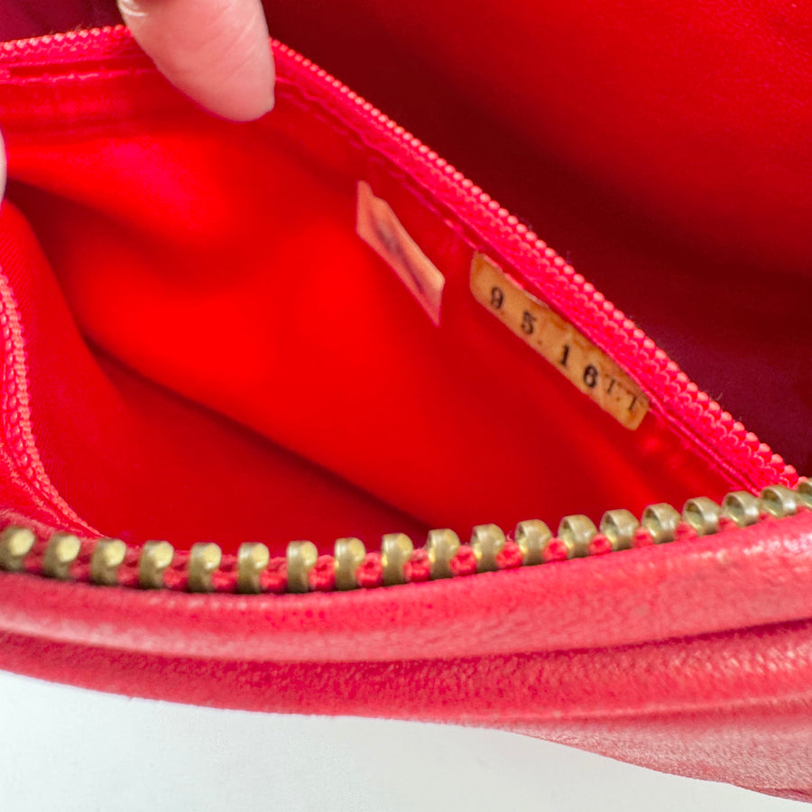 Chanel Vintage Diamond CC Barrel Bag Quilted Mini Red