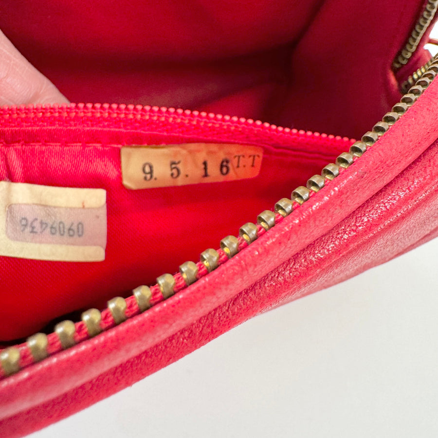 Chanel Vintage Diamond CC Barrel Bag Quilted Mini Red