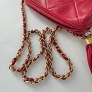 Chanel Vintage Diamond CC Barrel Bag Quilted Mini Red