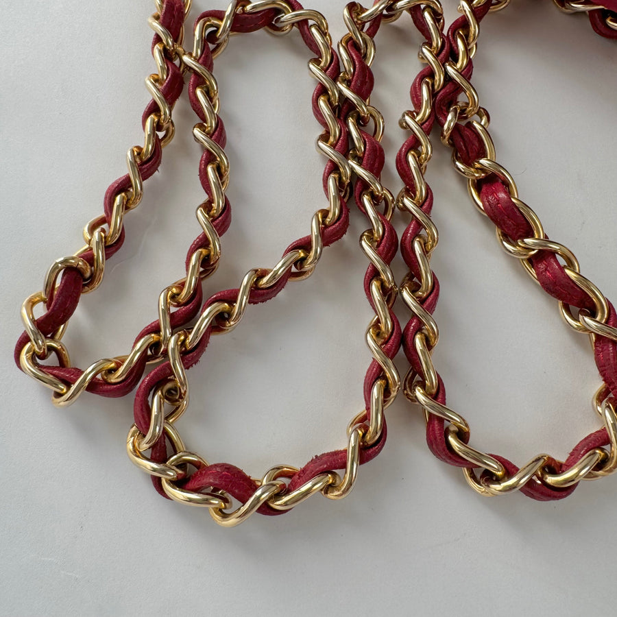 Chanel Vintage Diamond CC Barrel Bag Quilted Mini Red