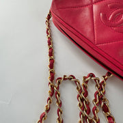 Chanel Vintage Diamond CC Barrel Bag Quilted Mini Red