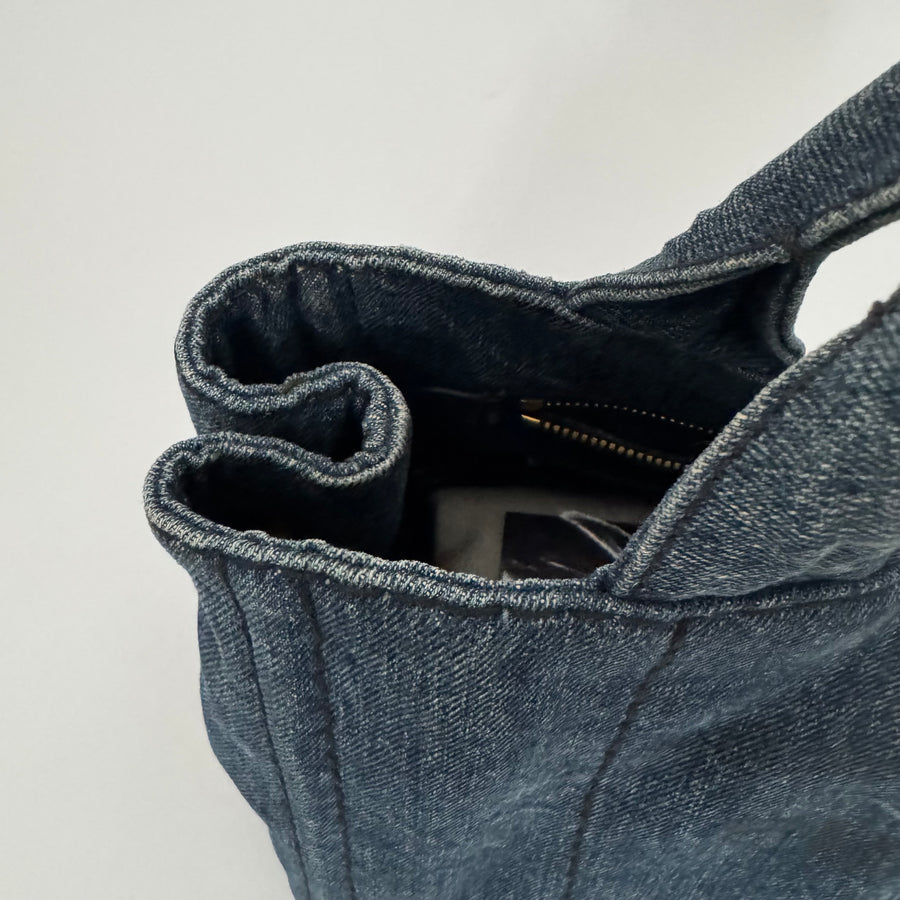 PRADA Denim Canapa Logo Tote Bleu