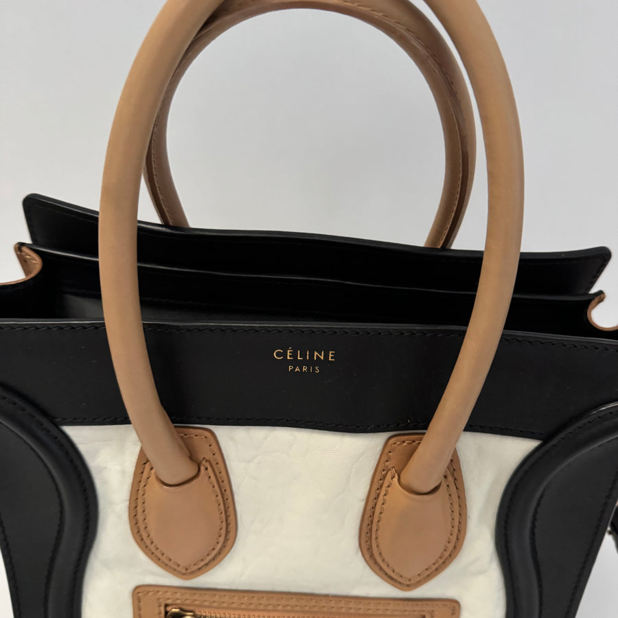 CELINE  Micro Tricolor Calfskin Luggage Tote