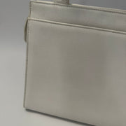 Chanel Vintage CC Lock Tote Caviar Medium White Leather