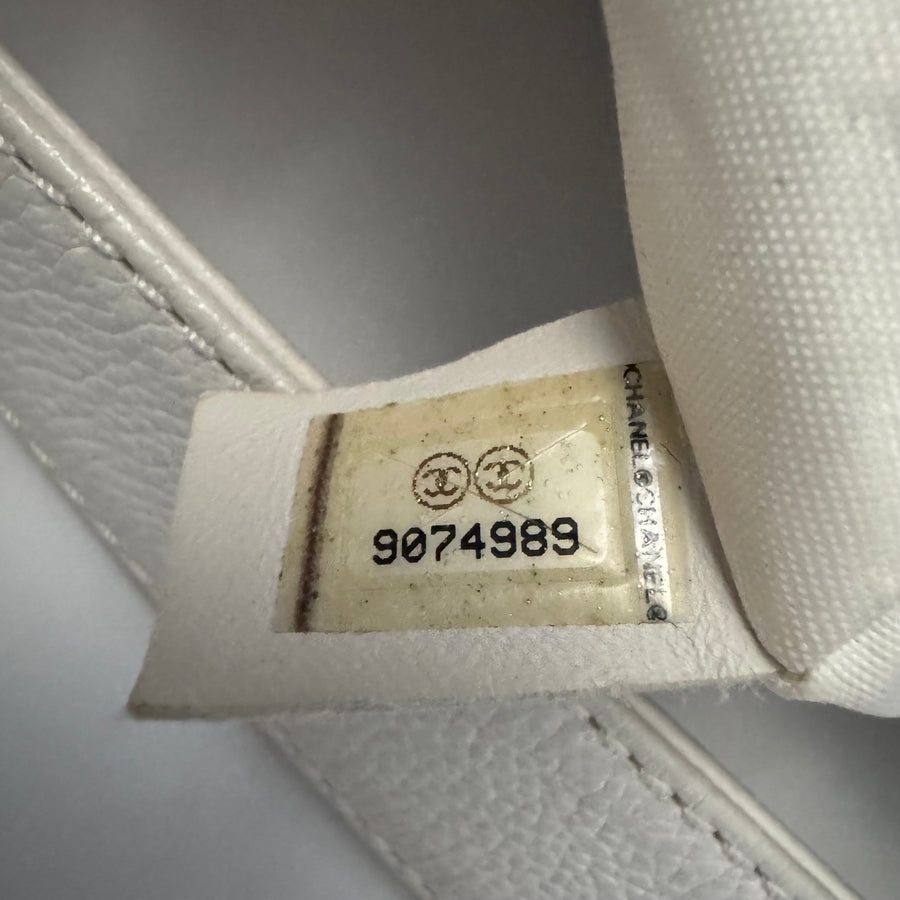 CHANEL Calfskin Timeless CC Shoulder Bag, White