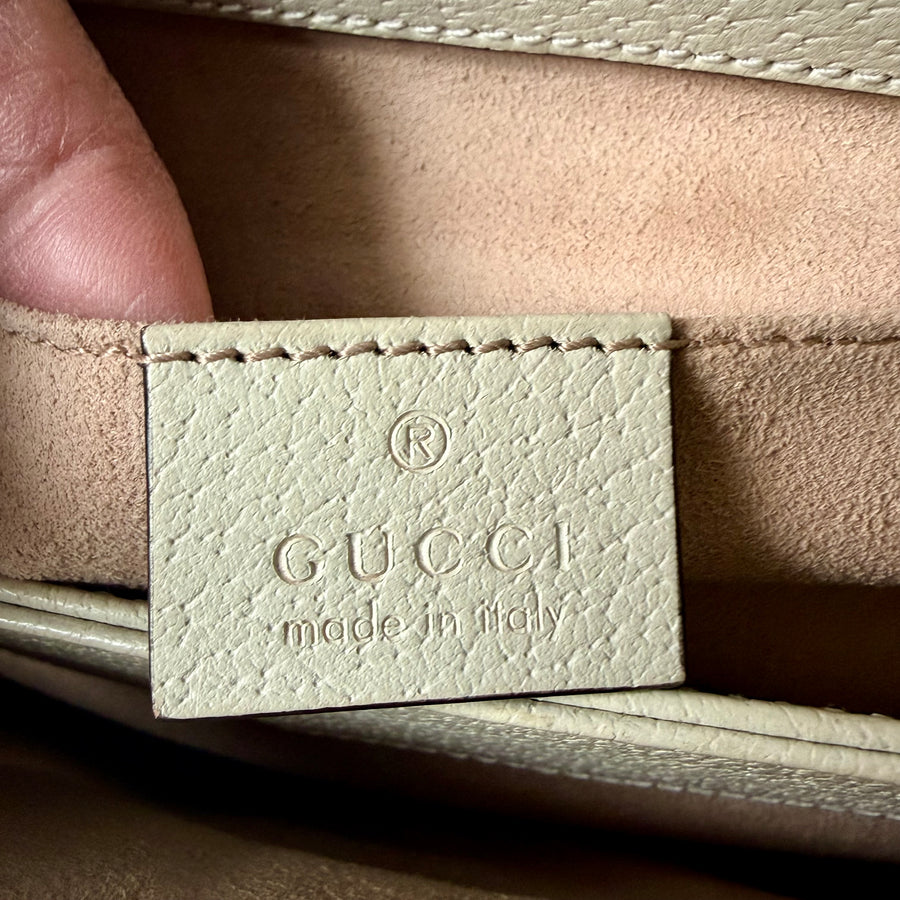 GUCCI GG Ophidia Small Shoulder Bag, Mystic White (Cream) Calfskin Leather