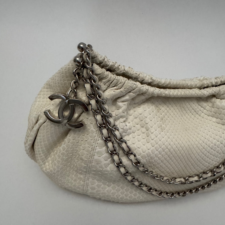 CHANEL Python Croissant Bag Ivory