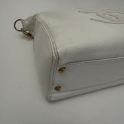 CHANEL Calfskin Timeless CC Shoulder Bag, White