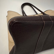 HERMES Toile Buffle Gala Garden Party Tote 36 MM Marron Fonce