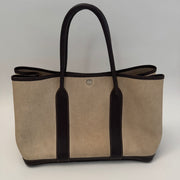HERMES Toile Buffle Gala Garden Party Tote 36 MM Marron Fonce
