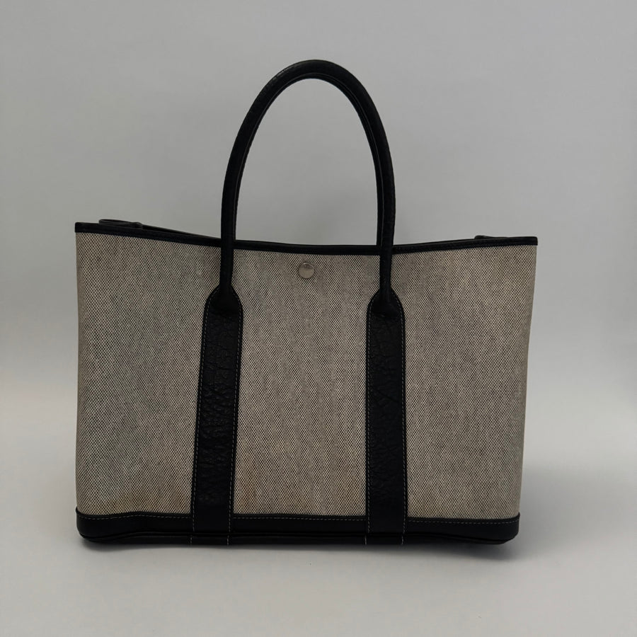 HERMES Toile Negonda Garden Party 36 MM Tote Black Ecru