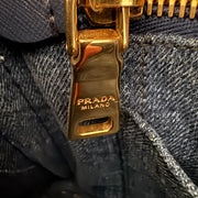 PRADA Denim Canapa Logo Tote Bleu