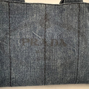 PRADA Denim Canapa Logo Tote Bleu