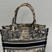 CHRISTIAN DIOR Canvas Embroidered Around The World Book Large Tote Blue