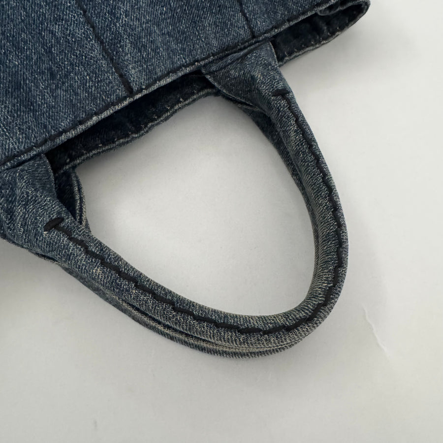 PRADA Denim Canapa Logo Tote Bleu
