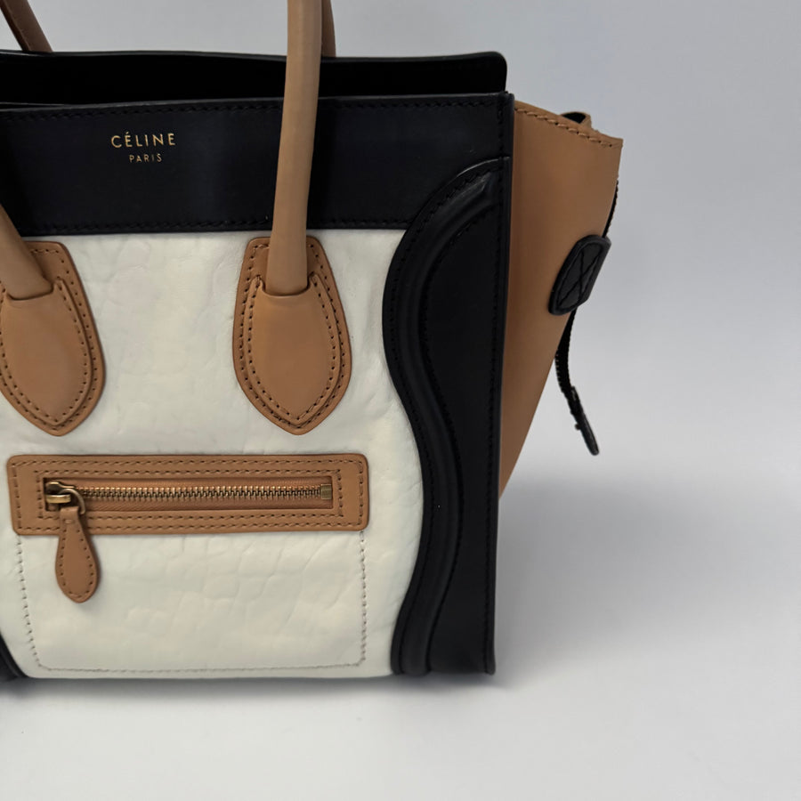 CELINE  Micro Tricolor Calfskin Luggage Tote