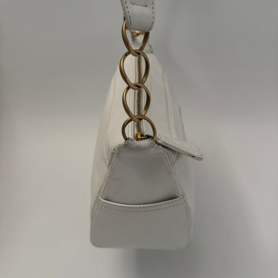 CHANEL Calfskin Timeless CC Shoulder Bag, White